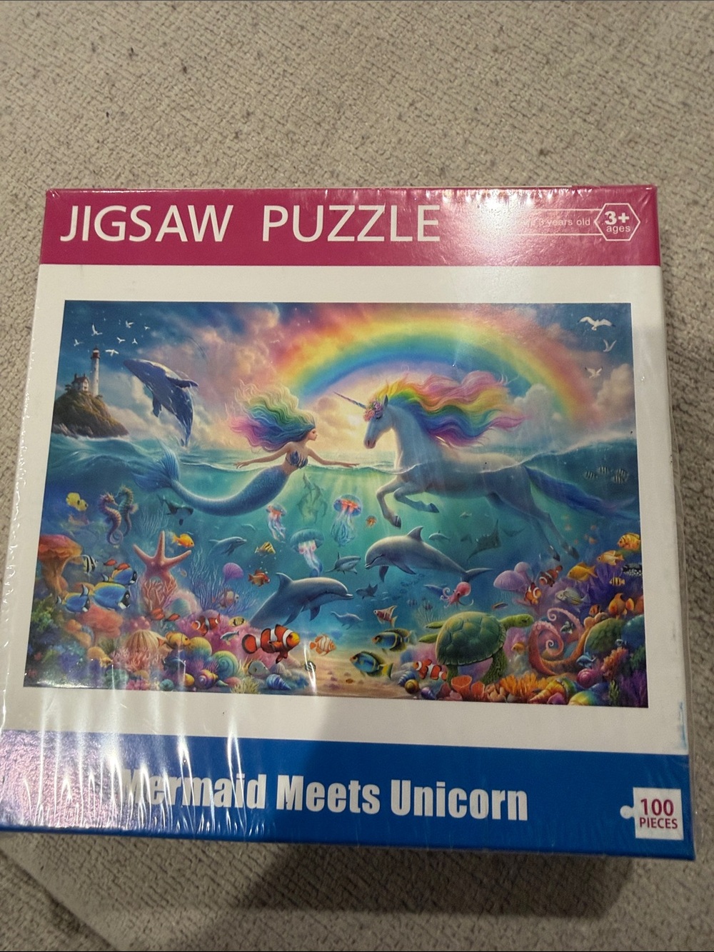 Mermaid Meets Unicorn Jigsaw Puzzle - Rainbow Multicolor